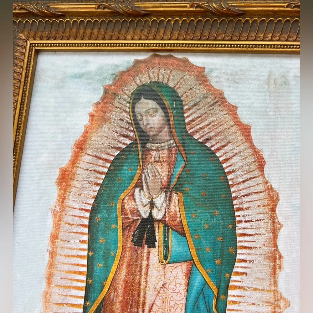 Our Lady of Guadalupe Gold Framed Canvas Print Nelson Fine Art Wall Hanging